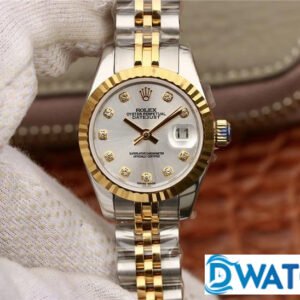 ĐỒNG HỒ NỮ ROLEX DATEJUST NIỀNG KHÍA MẶT SỐ TRẮNG FAKE CAO CẤP 28MM