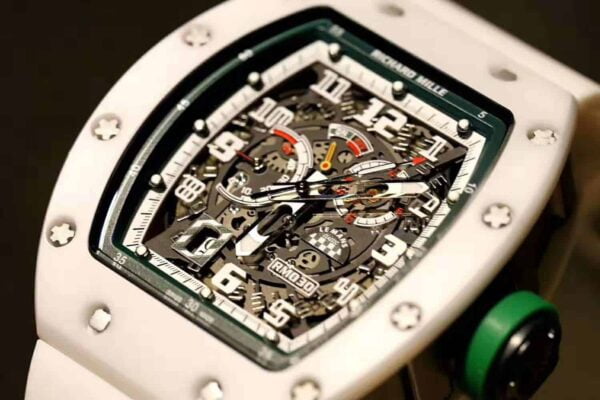 ĐỒNG HỒ NAM RICHARD MILLE RM030 HAI MÀU TRẮNG XANH FAKE 11 43X50MM