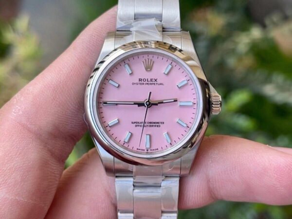 ĐỒNG HỒ ROLEX OYSTER PERPETUAL NỮ MẶT HỒNG EW FACTORY REPLICA 1:1 31MM