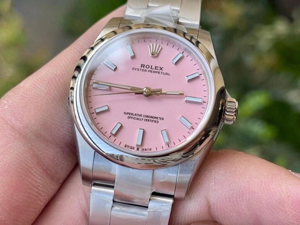 ĐỒNG HỒ ROLEX OYSTER PERPETUAL NỮ MẶT HỒNG EW FACTORY REPLICA 1:1 31MM