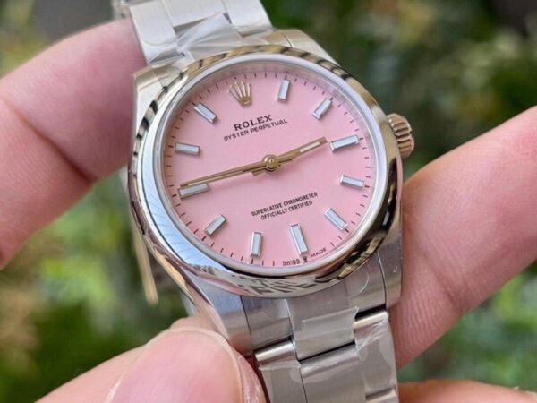 ĐỒNG HỒ ROLEX OYSTER PERPETUAL NỮ MẶT HỒNG EW FACTORY REPLICA 1:1 31MM