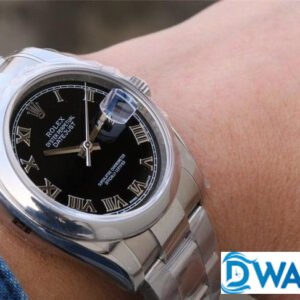 ĐỒNG HỒ NAM ROLEX DATEJUST 116234 MẶT SỐ ĐEN CỌC SỐ LA MÃ REPLICA 11 36MM