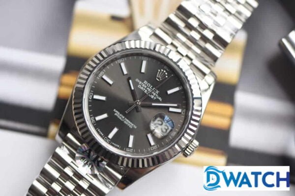 ĐỒNG HỒ CƠ NAM DÂY KIM LOẠI MẶT MÀU XÁM ROLEX DATEJUST AR FACTORY REP 1:1 CAO CẤP 41MM