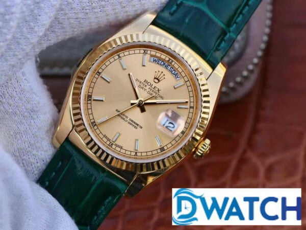 ĐỒNG HỒ ROLEX OYSTER PERPETUAL DAY-DATE NAM MÁY CƠ DÂY DA REPLICA 1:1 CAO CẤP 36MM