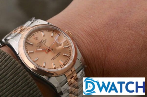 ĐỒNG HỒ NAM ROLEX DATEJUST 116234 NIỀNG TRƠN ROSE GOLD REPLICA 11 36MM