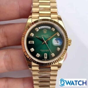 ĐỒNG HỒ ROLEX DAY-DATE NAM MÁY CƠ DÂY KIM LOẠI MẶT MÀU XANH REPLICA 1:1 CAO CẤP 36MM