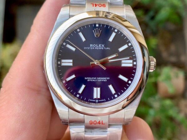 ĐỒNG HỒ ROLEX OYSTER PERPETUAL NAM MÁY CƠ DÂY KIM LOẠI 3 KIM CỌC SỐ DẠ QUANG REP 1:1 CAO CẤP 41MM