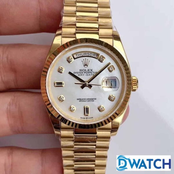 ĐỒNG HỒ ROLEX DAY-DATE NAM MÁY CƠ MẶT XÀ CỪ MÀU GOLD REPLICA 1:1 CAO CẤP 36MM