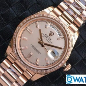 ĐỒNG HỒ ROLEX DAY-DATE NAM MÁY CƠ ĐÍNH ĐÁ MÀU ROSE GOLD REPLICA 1:1 CAO CẤP 40MM