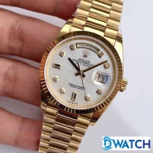 ĐỒNG HỒ ROLEX DAY-DATE NAM MÁY CƠ MẶT XÀ CỪ MÀU GOLD REPLICA 1:1 CAO CẤP 36MM