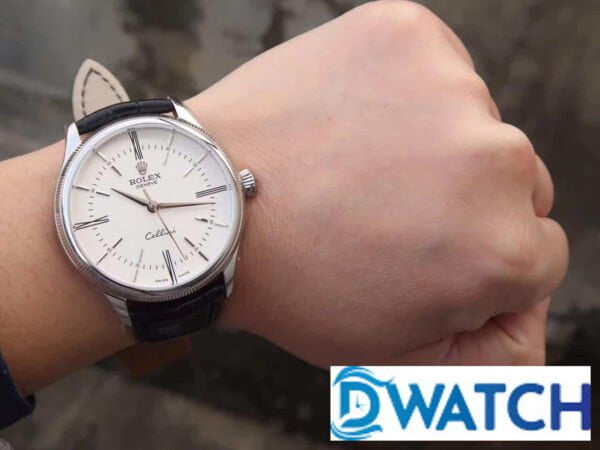 ĐỒNG HỒ CƠ NAM DÂY DA MẶT TRẮNG ROLEX CELLINI REPLICA 1:1 CAO CẤP 39MM