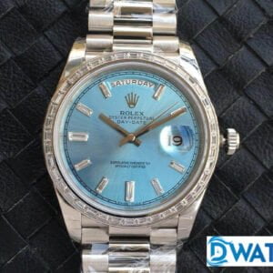 ĐỒNG HỒ ROLEX DAY-DATE NAM MÁY CƠ DÂY KIM LOẠI ĐÍNH ĐÁ REPLICA 1:1 CAO CẤP 40MM