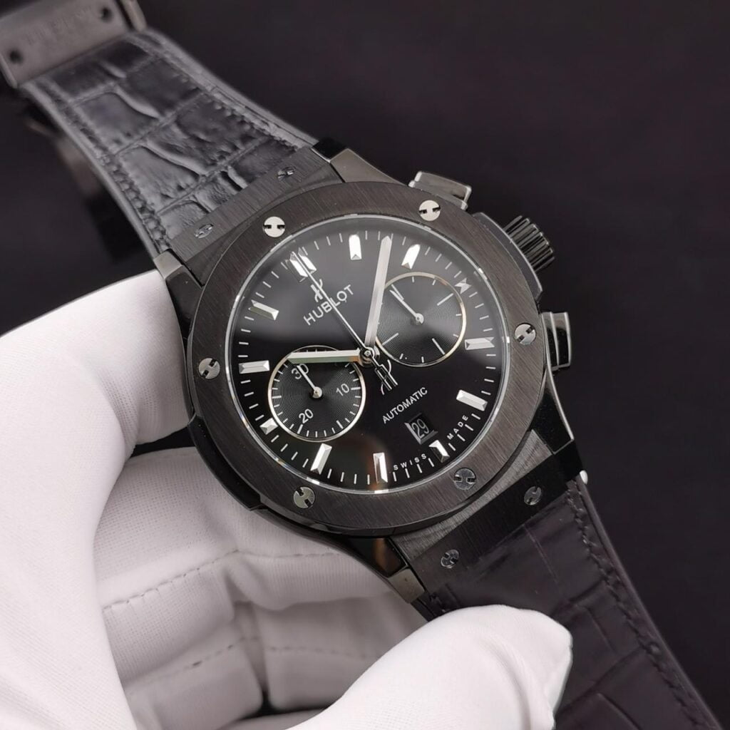 ĐỒNG HỒ CƠ NAM MÀU ĐEN 5 KIM HUBLOT CLASSIC FUSION CHRONOGRAPH REP 1:1 CAO CẤP 45MM