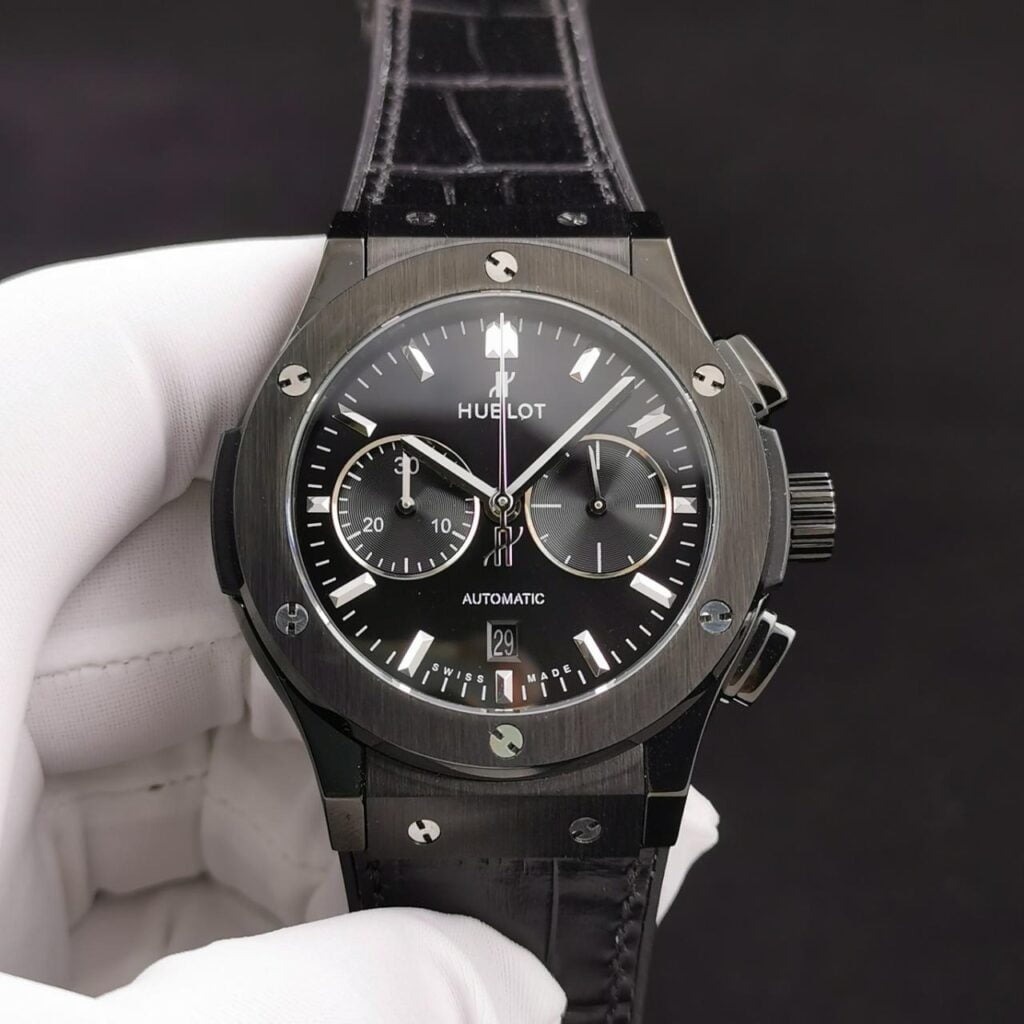 ĐỒNG HỒ CƠ NAM MÀU ĐEN 5 KIM HUBLOT CLASSIC FUSION CHRONOGRAPH REP 1:1 CAO CẤP 45MM