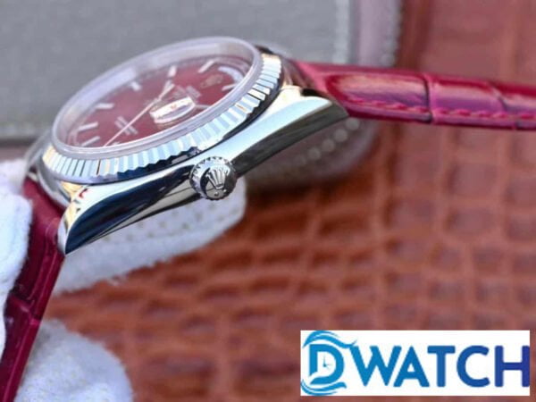 ĐỒNG HỒ ROLEX OYSTER PERPETUAL DAY-DATE MÁY CƠ MẶT SỐ CHERRY REPLICA 1:1 CAO CẤP 36MM