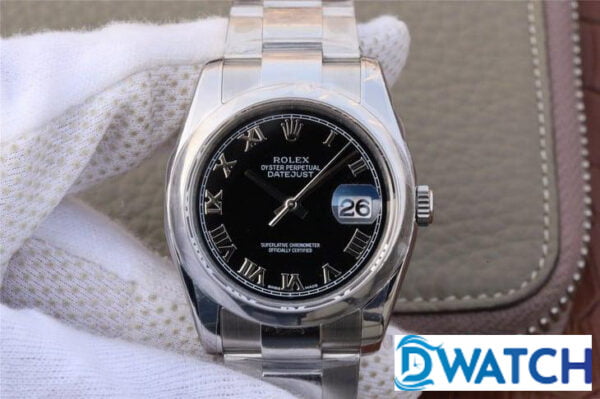 ĐỒNG HỒ NAM ROLEX DATEJUST 116234 MẶT SỐ ĐEN CỌC SỐ LA MÃ REPLICA 11 36MM