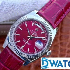 ĐỒNG HỒ ROLEX OYSTER PERPETUAL DAY-DATE MÁY CƠ MẶT SỐ CHERRY REPLICA 1:1 CAO CẤP 36MM