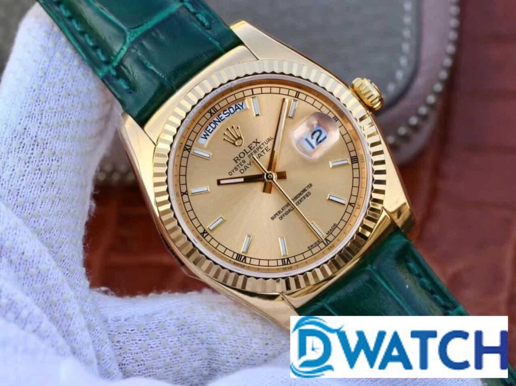 ĐỒNG HỒ ROLEX OYSTER PERPETUAL DAY-DATE NAM MÁY CƠ DÂY DA REPLICA 1:1 CAO CẤP 36MM