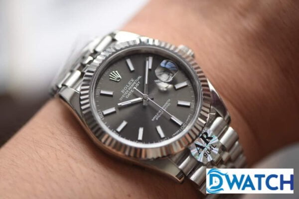 ĐỒNG HỒ CƠ NAM DÂY KIM LOẠI MẶT MÀU XÁM ROLEX DATEJUST AR FACTORY REP 1:1 CAO CẤP 41MM