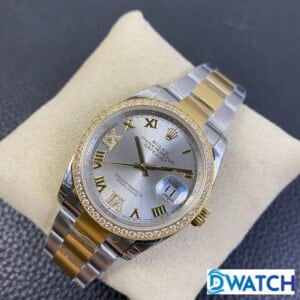 ĐỒNG HỒ NAM MÁY CƠ DÂY KIM LOẠI ROLEX DATE JUST EW FACTORY REPLICA 1:1 CAO CẤP 36MM