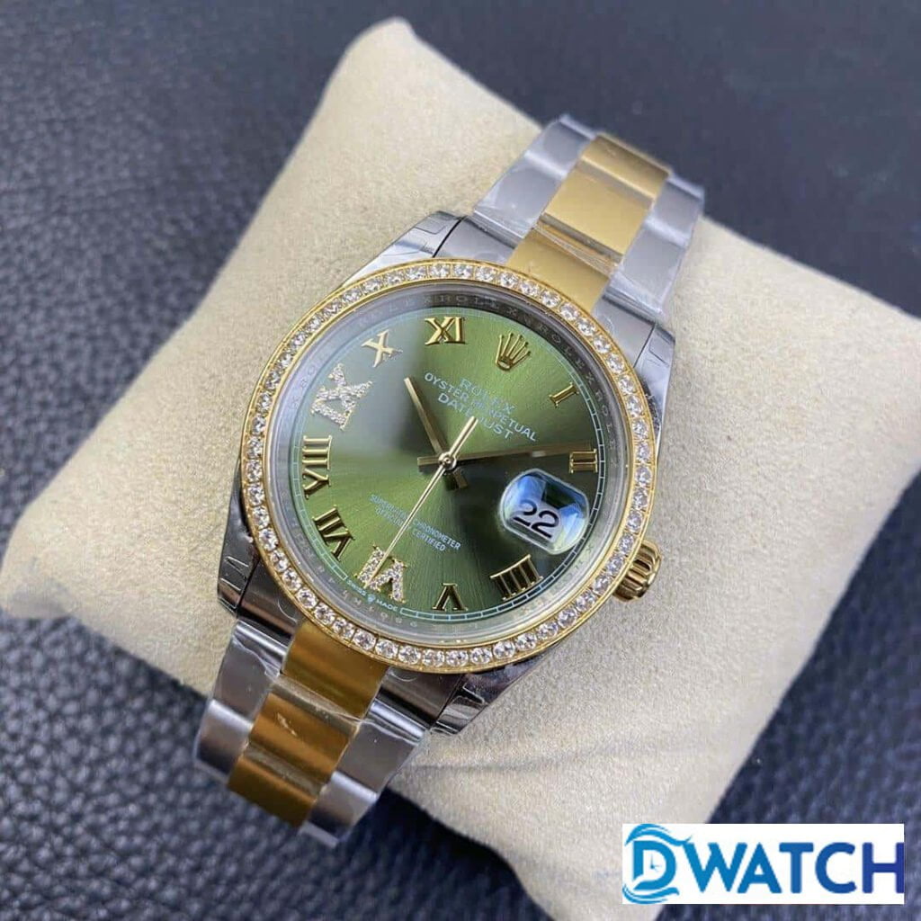 ĐỒNG HỒ ROLEX DATEJUST NAM MÁY CƠ DÂY KIM LOẠI MẶT MÀU XANH EW FACTORY REP 1:1 CAO CẤP 36MM