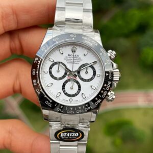 ĐỒNG HỒ NAM ROLEX DAYTONA REPLICA 1:1 MẶT SỐ TRẮNG BEZEL ĐEN 40MM