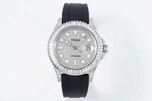 ĐỒNG HỒ NAM ROLEX YACHT-MASTER REPLICA 1:1 MẶT SỐ ĐÍNH FULL ĐÁ 42MM