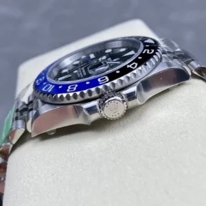 ĐỒNG HÔ NAM ROLEX GMT-MASTER II REPLICA KHÓA HỘP IN LOGO NỔI BẬT 40MM