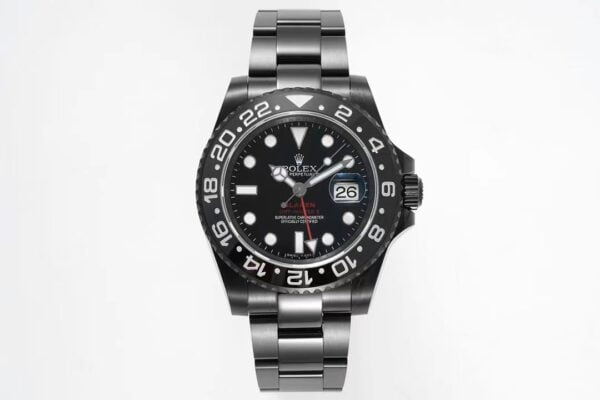 ĐỒNG HỒ NAM ROLEX BLAKEN GMT-MASTER ll REPLICA CAO CẤP MẶT SỐ ĐEN 40MM