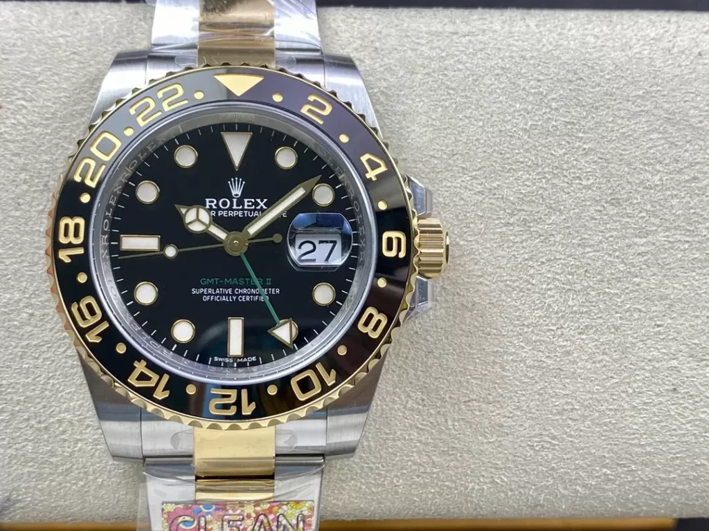 ĐỒNG HỒ NAM ROLEX GMT-MASTER II REPLICA 1:1 BEZEL GỐM HAI MÀU 40MM