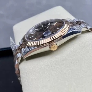 ĐỒNG HỒ NAM ROLEX DATEUST REPLICA CAO CẤP MẶT SỐ NÂU DÂY MÀU DEMI 41MM