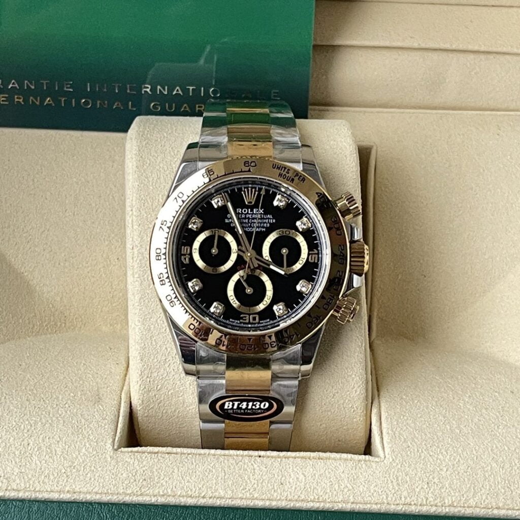 ĐỒNG HỒ NAM ROLEX DAYTONA REPLICA CAO CẤP MÀU DEMI CỌC SỐ ĐÍNH ĐÁ 40MM