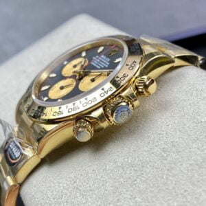 ĐỒNG HỒ NAM ROLEX DAYTONA REPLICA MẶT SỐ ĐEN BEZEL MÀU VÀNG 40MM