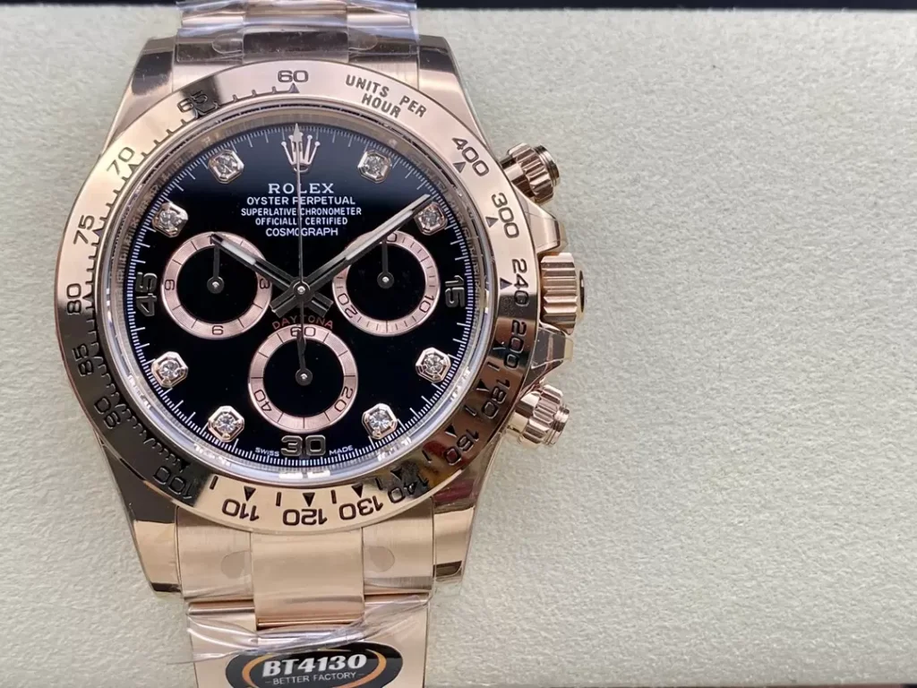 ĐỒNG HỒ NAM ROLEX DAYTONA REPLICA 1:1 MẶT SỐ ĐEN CỌC SỐ ĐÍNH ĐÁ 40MM