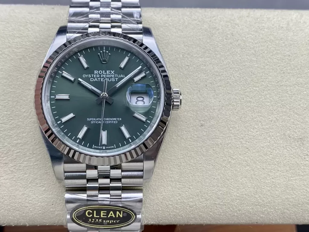 ĐỒNG HỒ NAM ROLEX DATEJUST CLEAN REPLICA 1:1 MẶT SỐ CHẢY TIA 3 KIM 36MM