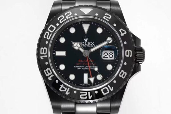 ĐỒNG HỒ NAM ROLEX BLAKEN GMT-MASTER ll REPLICA CAO CẤP MẶT SỐ ĐEN 40MM