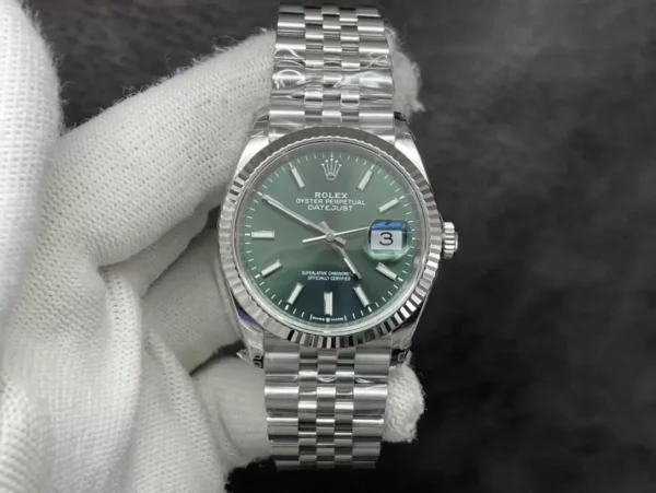 ĐỒNG HỒ NAM ROLEX DATEJUST REPLICA CAO CẤP MẶT CHẢY TIA XANH 36MM