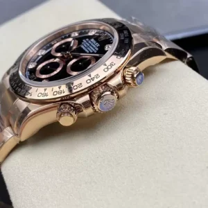 ĐỒNG HỒ NAM ROLEX DAYTONA REPLICA 1:1 MẶT SỐ ĐEN CỌC SỐ ĐÍNH ĐÁ 40MM