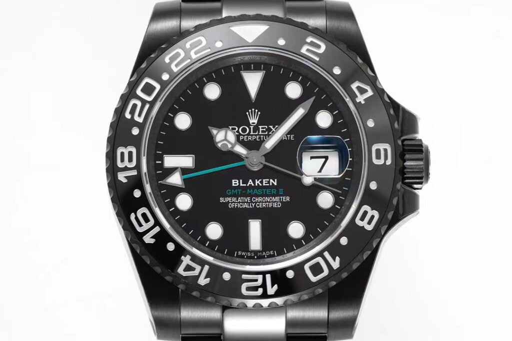 ĐỒNG HỒ NAM ROLEX BLAKEN GMT-MASTER ll REPLICA 1:1 BỐN KIM XANH 40MM