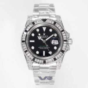 ĐỒNG HỒ NAM ROLEX GMT-MASTER ll REPLICA CAO CẤP MẶT SỐ ĐEN ĐÍNH ĐÁ 40MM