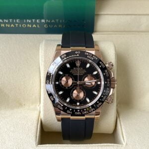 ĐỒNG HỒ NAM ROLEX DAYTONA REPLICA 1:1 BEZEL ĐEN VỎ VÀNG HỒNG 40MM