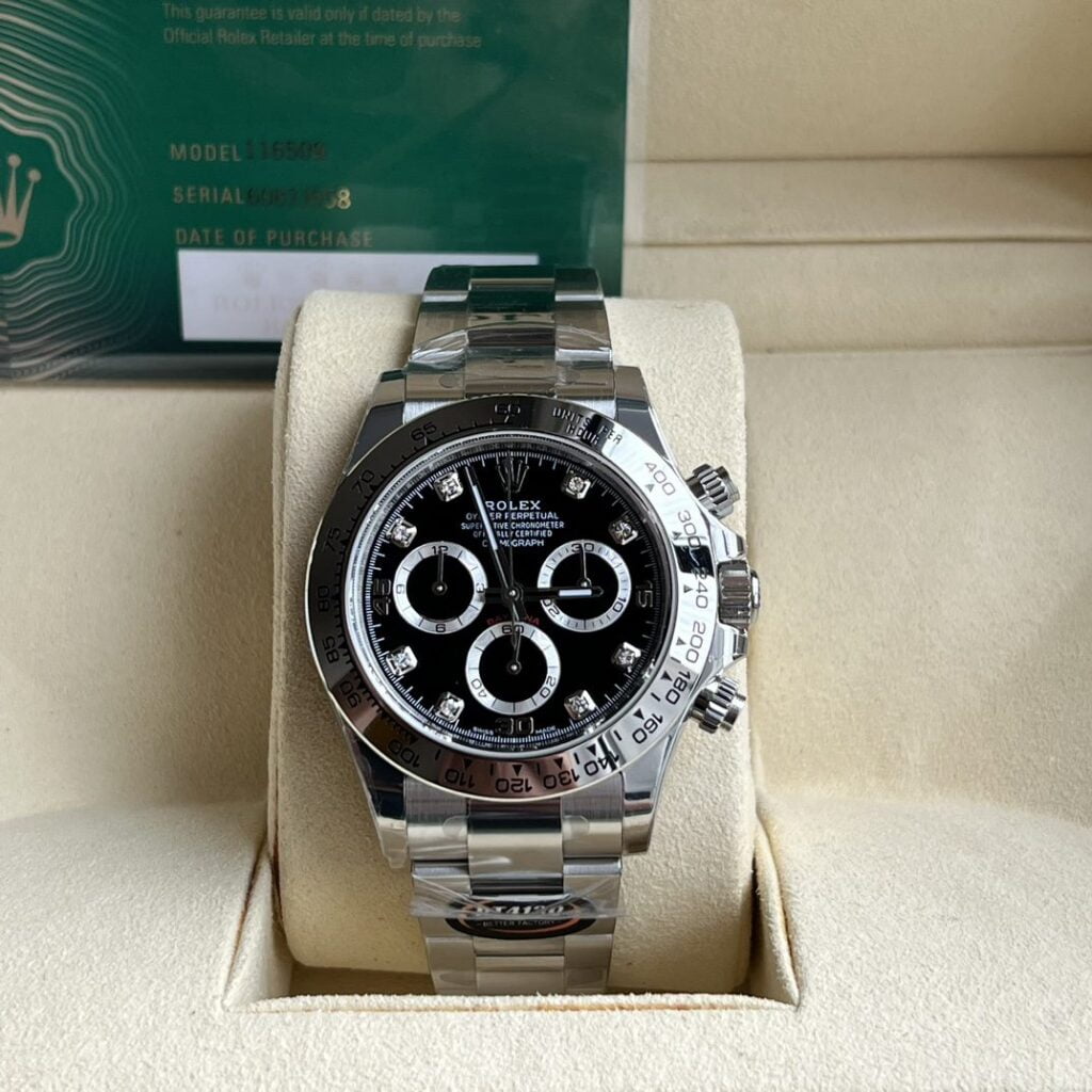 ĐỒNG HỒ NAM ROLEX DAYTONA REP CAO CẤP 6 KIM CỌC SỐ ĐÍNH ĐÁ LẤP LÁNH 40MM