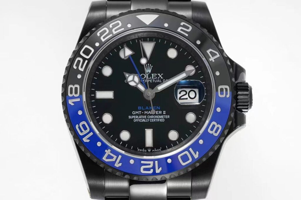 ĐỒNG HỒ NAM ROLEX BLAKEN GMT-MASTER ll REPLICA CỌC SỐ DẠ QUANG 40MM