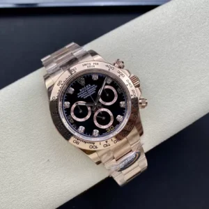 ĐỒNG HỒ NAM ROLEX DAYTONA REPLICA 1:1 MẶT SỐ ĐEN CỌC SỐ ĐÍNH ĐÁ 40MM