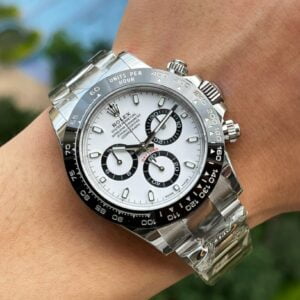 ĐỒNG HỒ NAM ROLEX DAYTONA REPLICA 1:1 MẶT SỐ TRẮNG BEZEL ĐEN 40MM