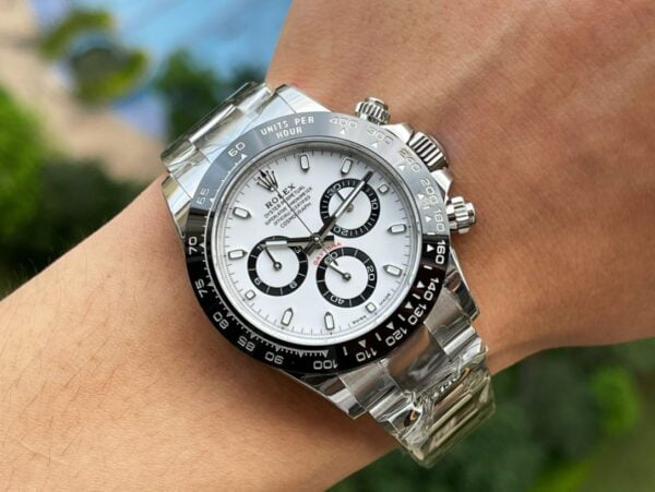 ĐỒNG HỒ NAM ROLEX DAYTONA REPLICA 1:1 MẶT SỐ TRẮNG BEZEL ĐEN 40MM