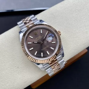 ĐỒNG HỒ NAM ROLEX DATEUST REPLICA CAO CẤP MẶT SỐ NÂU DÂY MÀU DEMI 41MM