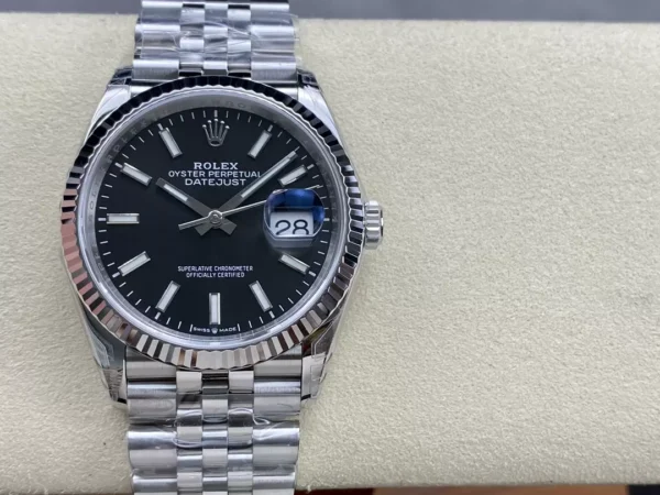 ĐỒNG HỒ NAM ROLEX DATEJUST REPLICA 1:1 MẶT SỐ ĐEN ĐƠN GIẢN LỊCH SỰ 36MM