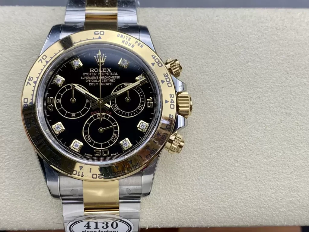 ĐỒNG HỒ NAM ROLEX DAYTONA CLEAN FACTORY REPLICA DÂY THÉP MẠ VÀNG 40MM