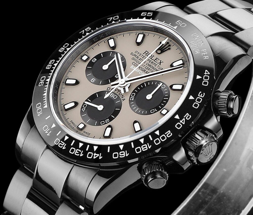 ĐỒNG HỒ NAM ROLEX DAYTONA REP CAO CẤP CỌC SỐ HAI MÀU ĐEN TRẮNG 40MM